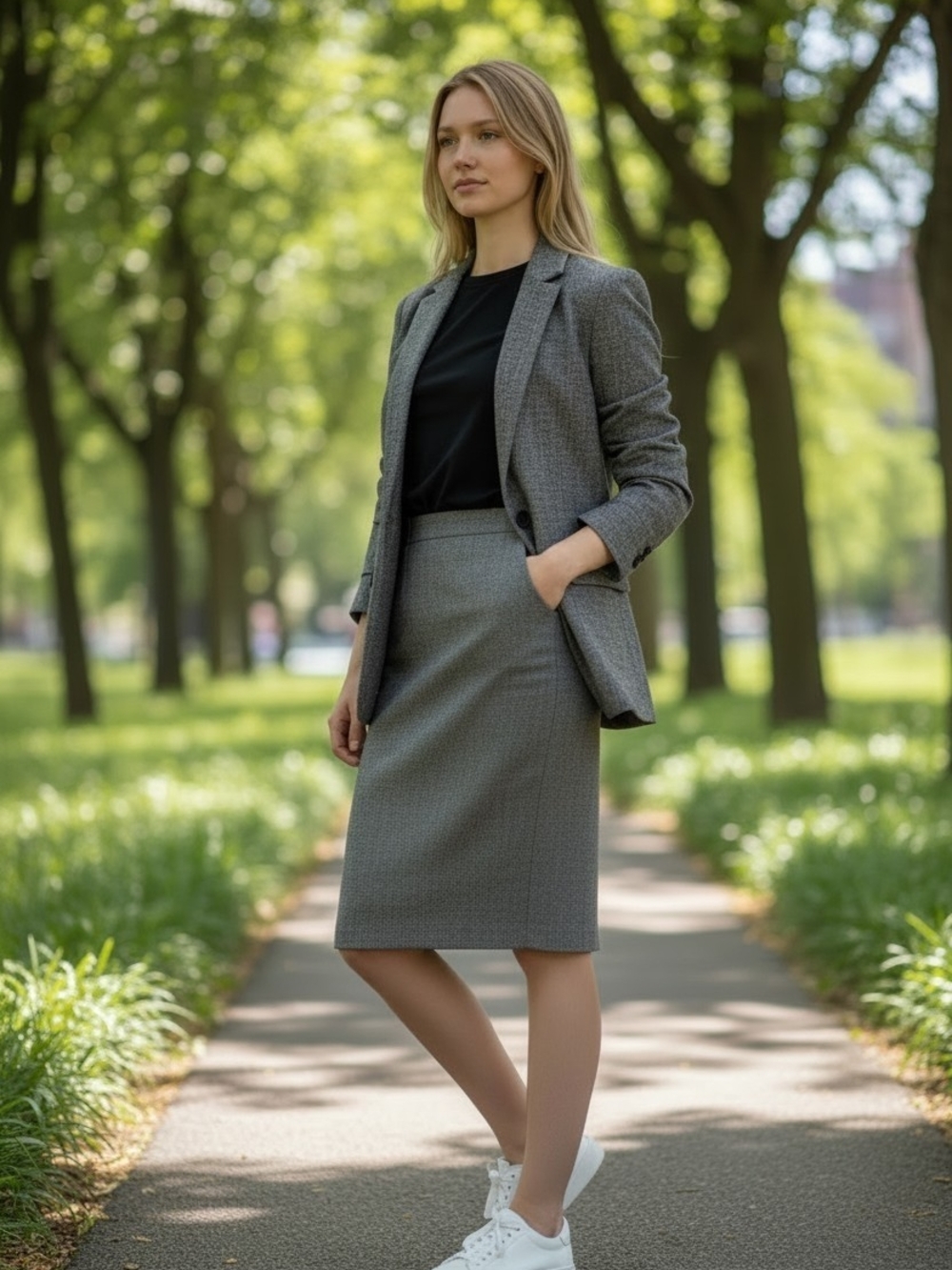 Nordstrom Reiss Gray & White Herringbone  Lapel Blazer Sz XXS